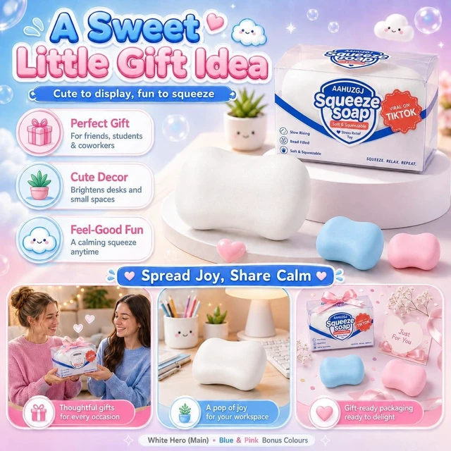 Alt view image 7 of 7 - Crunchy Soap Squishy Asmr Bead Filled, Slow Rising Squeeze (Soap White) Squeeze Stress Soap Squishies Slow Rising Squeeze Portable Rebound Calming Anxiety Relief Tool for Adults