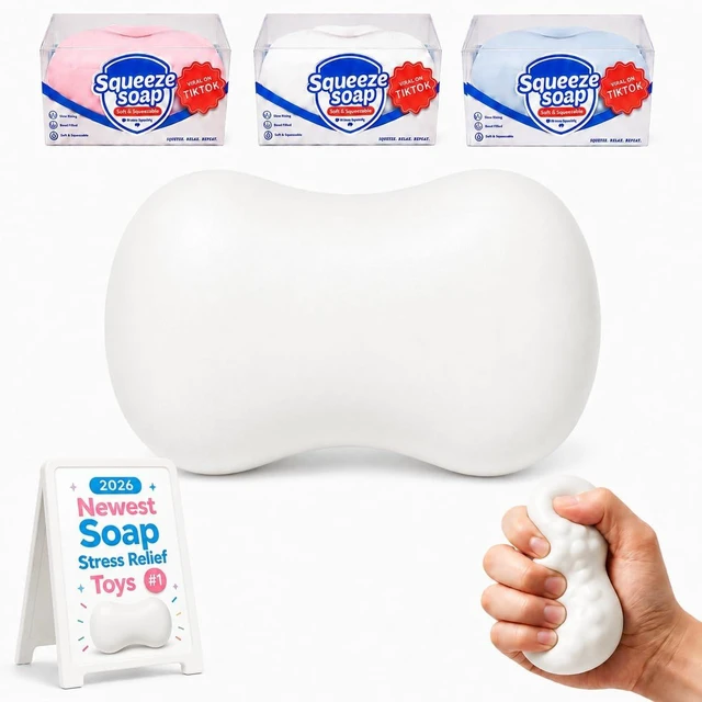 Main image of Crunchy Soap Squishy Asmr Bead Filled, Slow Rising Squeeze (Soap White) Squeeze Stress Soap Squishies Slow Rising Squeeze Portable Rebound Calming Anxiety Relief Tool for Adults