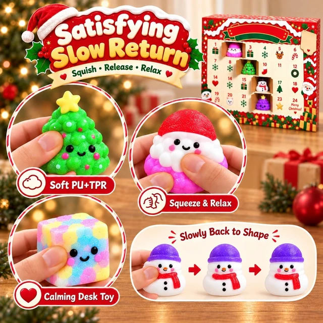 Alt view image 4 of 7 - Squishy Advent Calendar 2026, Christmas 24 Days Squishies Countdown Adults
24 Days of Surprises Squishy Box with 24 Mini Item 24 Pack Xmas Stress Balls Slow Return, Party Favors Stocking Stuffers