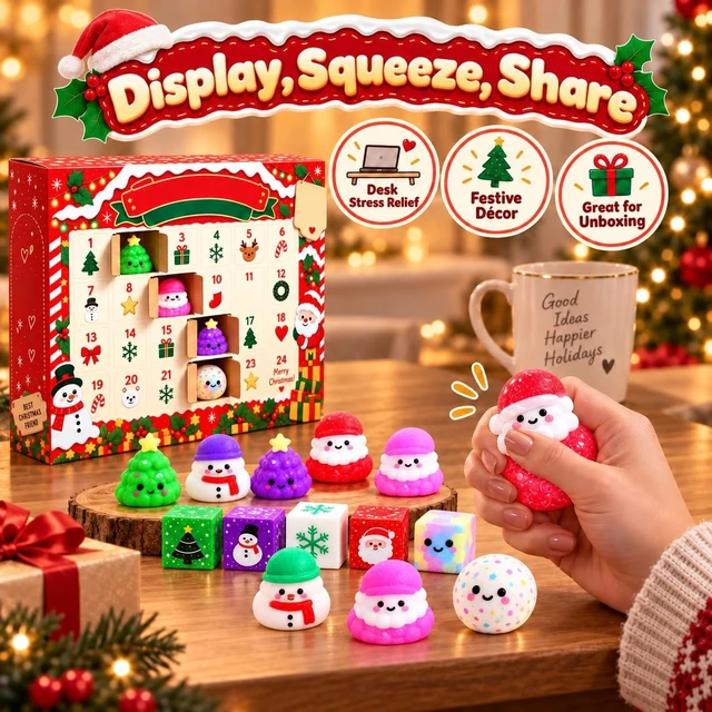 Alt view image 5 of 7 - Squishy Advent Calendar 2026, Christmas 24 Days Squishies Countdown Adults
24 Days of Surprises Squishy Box with 24 Mini Item 24 Pack Xmas Stress Balls Slow Return, Party Favors Stocking Stuffers