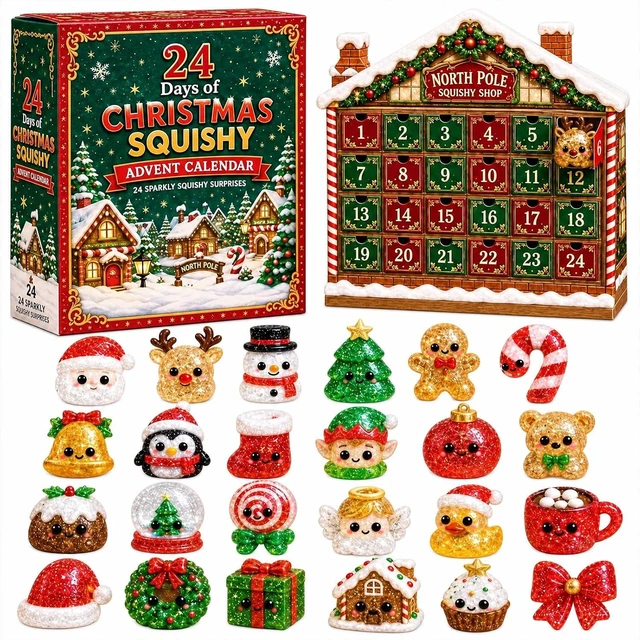 Main image of Squishy Advent Calendar 2026, Christmas 24 Days Squishies Countdown Adults
24 Days of Surprises Squishy Box with 24 Mini Item 24 Pack Xmas Stress Balls Slow Return, Party Favors Stocking Stuffers