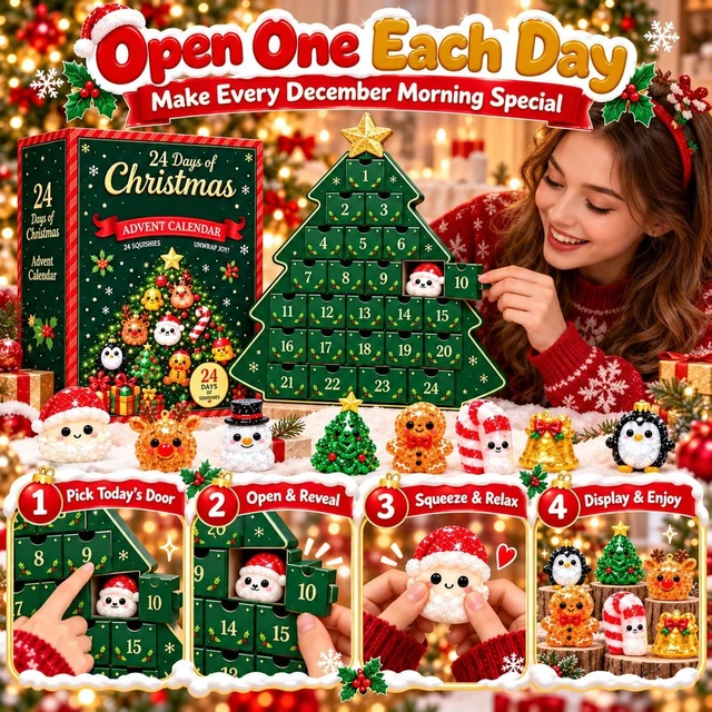 Alt view image 5 of 7 - Squishy Advent Calendar 2026, Christmas 24 Days Squishies Countdown Adult
24 Days of Surprises Squishy Box with 24 Mini Item 24 Pack Xmas Stress Balls Slow Return, Party Favors Stocking Stuffers