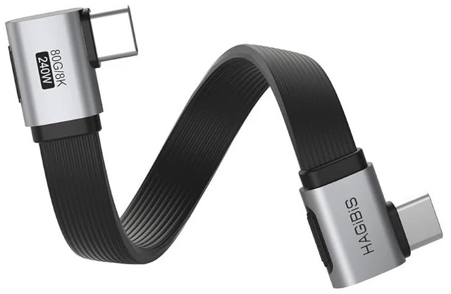 Main image of Hagibis 0.33ft 90 Degree USB4 Cable, 80Gbps Data Transfer, 8K@60Hz Video Display, 240W Fast Charging Right Angle USB-C Cable, USB 4 V2.0 Cable for iPhone 17 16 15 Pro Max, iPad Pro, Thunderbolt 5/4