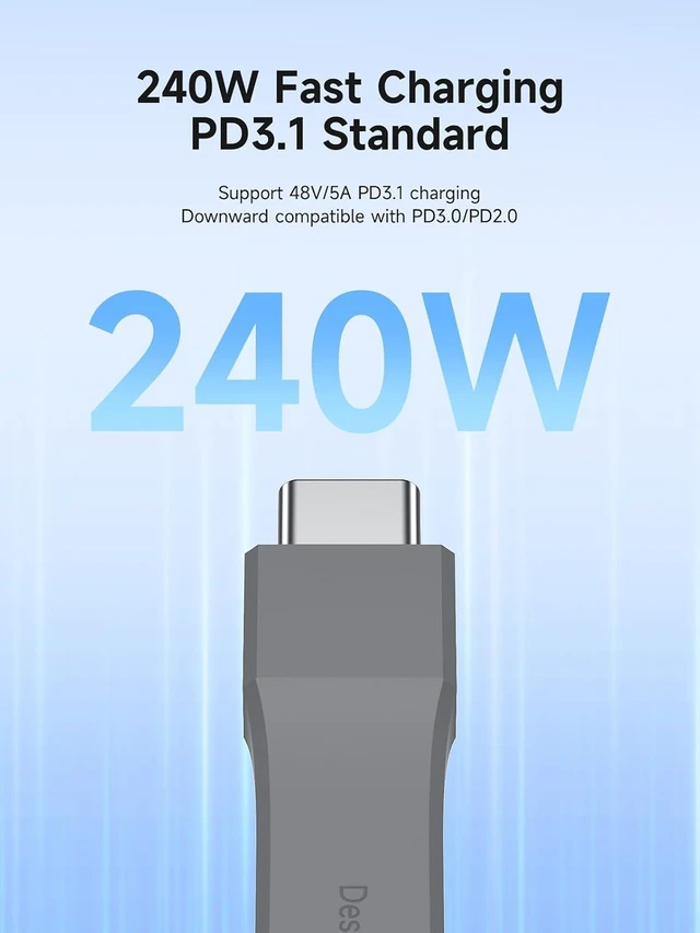 Alt view image 3 of 7 - Hagibis Short USB 4 Cable, 240W Charging U-Type USB C Cable, 40Gbps Data Transfer, 8K 60Hz Video Display for iPhone Duo 18 17 16 15 Pro Max, iPad, Thunderbolt 4/3, Hub, External SSD (UC4MC-7cm)