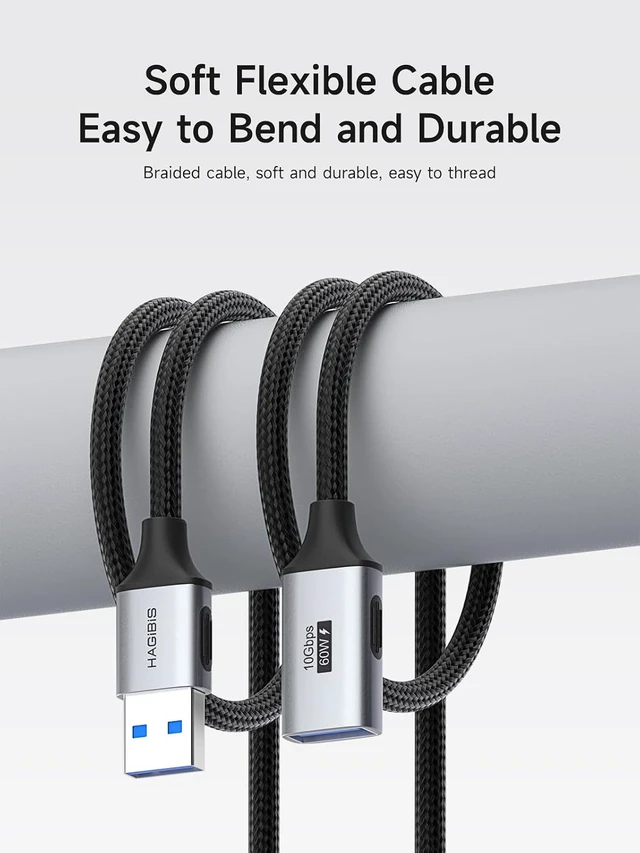 Alt view image 6 of 7 - Hagibis USB Extension Cable, USB Extender, Braided 10Gbps USB 3.2 Type A Male to Female Cord Compatible with Webcam, Keyboard, Mouse, PlayStation, Xbox, Flash Drive, Printer, Camera