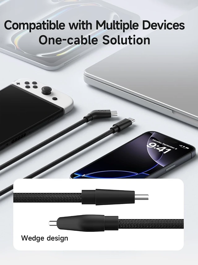 Alt view image 5 of 7 - Hagibis AR Smart Glasses Cable USB-C Charging Data & Power Supply Cable 10Gbps 4K60Hz 240W Wedge Joint Ultra-Slim Flexible Cable for XREAL One/Air RayNeo Air VITURE (3.3ft)