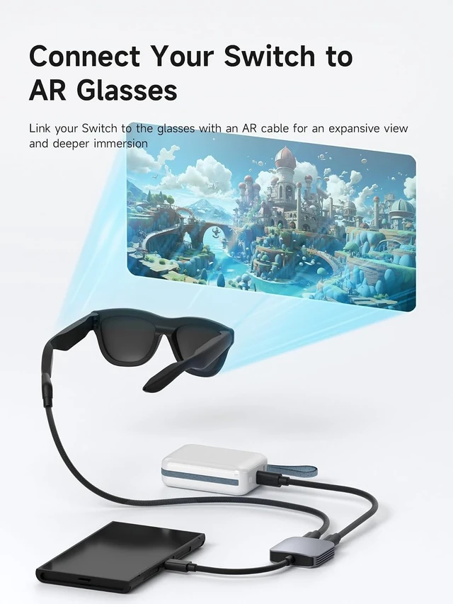 Alt view image 3 of 7 - Hagibis AR Smart Glasses Cable USB-C Charging Data & Power Supply Cable 10Gbps 4K60Hz 240W Wedge Joint Ultra-Slim Flexible Cable for XREAL One/Air RayNeo Air VITURE (3.3ft)