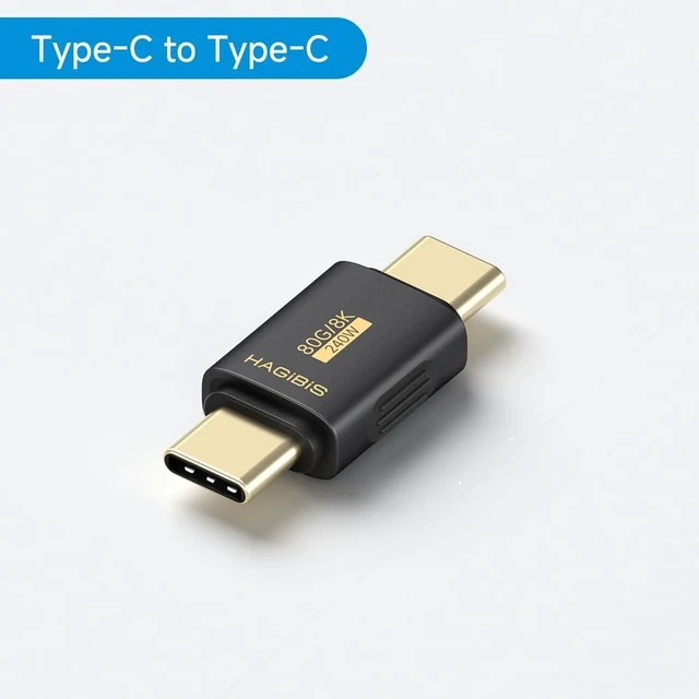 Main image of Hagibis USB 4 Adapter 2 Pack, USB-C Male to Male Connector, Type C Coupler with 80Gbps 240W 8K@60Hz Adapter Extender for MacBook Pro/Air, Laptop, Tablet, iPhone, iPad