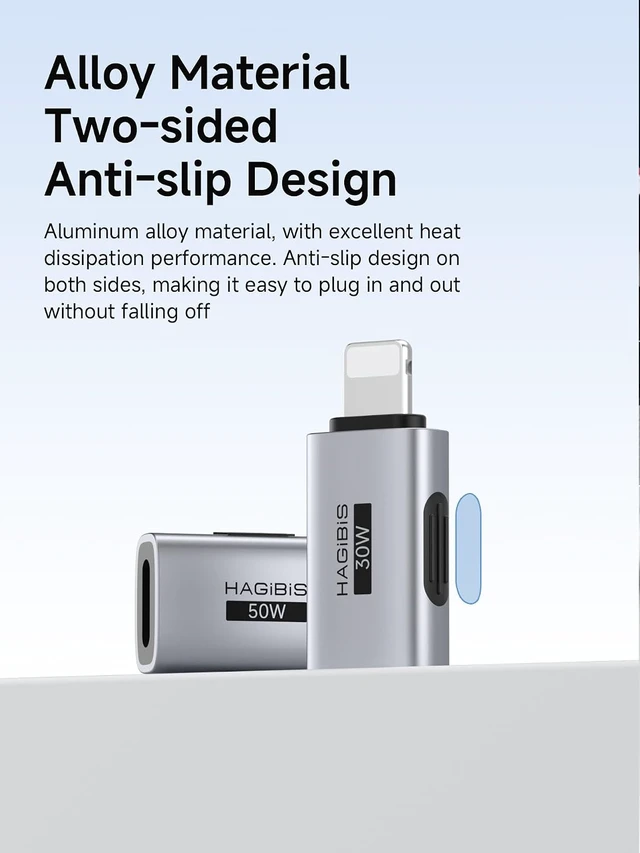 Alt view image 6 of 7 - Hagibis USB-C to Lightning Adapter 2 Pack, 30W Fast Charging Type-C Female to Lightning Male Charging Converter, Date Transfer for iPhone 8/Xs/11/12/13/14 Pro Max AirPods iPad