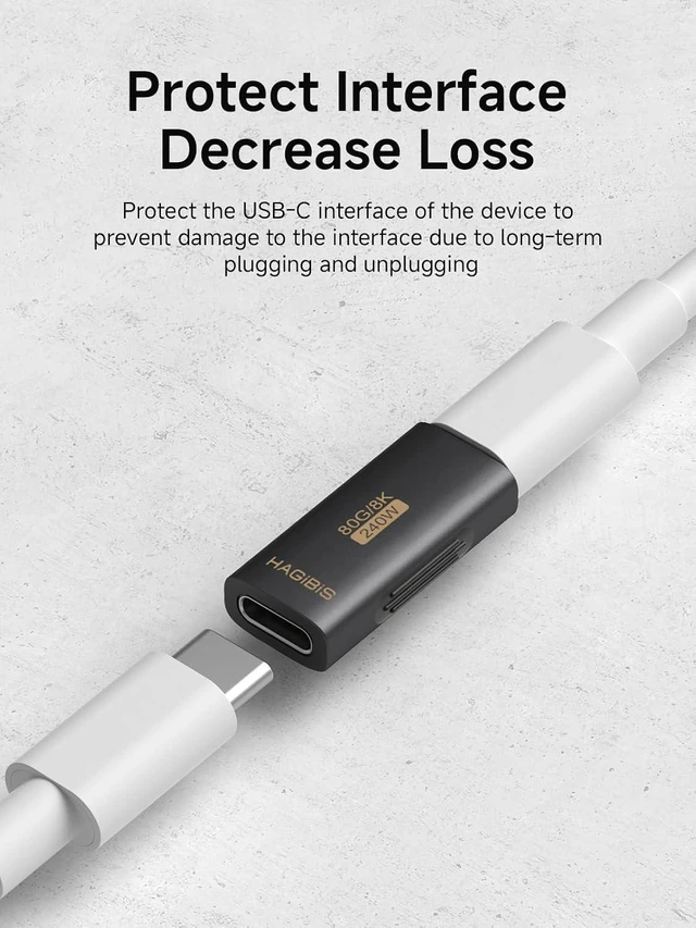 Alt view image 6 of 7 - Hagibis 240W 80Gbps 8K@60Hz USB C Adapter, USB-C Female to Female Adapter, USB4 Connecter for Thunderbolt 5/4/3, Laptop, Switch, Dock, Mac, Tablet, iPhone 16 15 Pro Max
