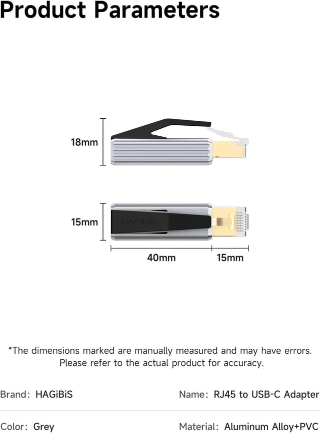 Alt view image 7 of 7 - Hagibis USB C to Ethernet Adapter, USB C Female to RJ45 Male Network Hub
Portable Gigabit RJ45 to Type-C Network LAN Hub, Compatible for MacBook Pro/Air, iPhone 18/17/16 Pro Max, iPad Pro, XPS