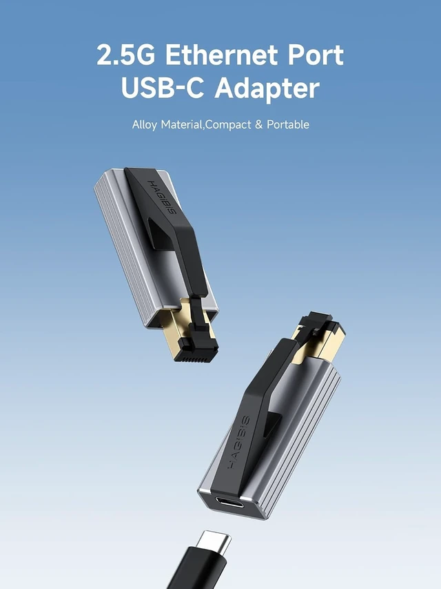 Alt view image 2 of 7 - Hagibis USB C to Ethernet Adapter, USB C Female to 2.5 Gigabit RJ45 Male
Portable 2.5 Gigabit RJ45 to Type-C Network LAN Hub, Compatible for MacBook Pro/Air, iPhone 18/17/16 Pro Max, iPad Pro, XPS