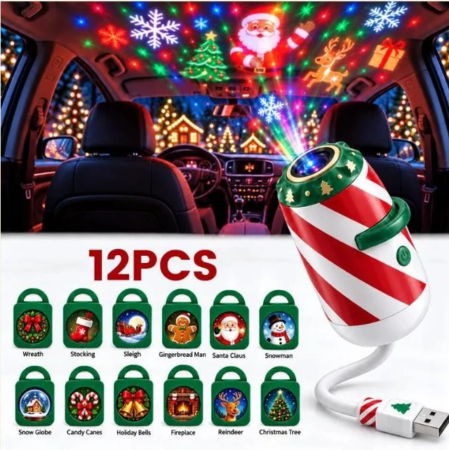 Alt view image 2 of 6 - Merry Ride Christmas Car Projector, Jingle Ride Car Projector Light 6 Pack
6 pack festive car door projector lights, jingle ride patterns create holiday atmosphere, easy plug and play installation
