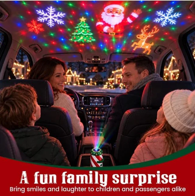 Alt view image 3 of 6 - Merry Ride Christmas Car Projector, Jingle Ride Car Projector Light 6 Pack
6 pack festive car door projector lights, jingle ride patterns create holiday atmosphere, easy plug and play installation