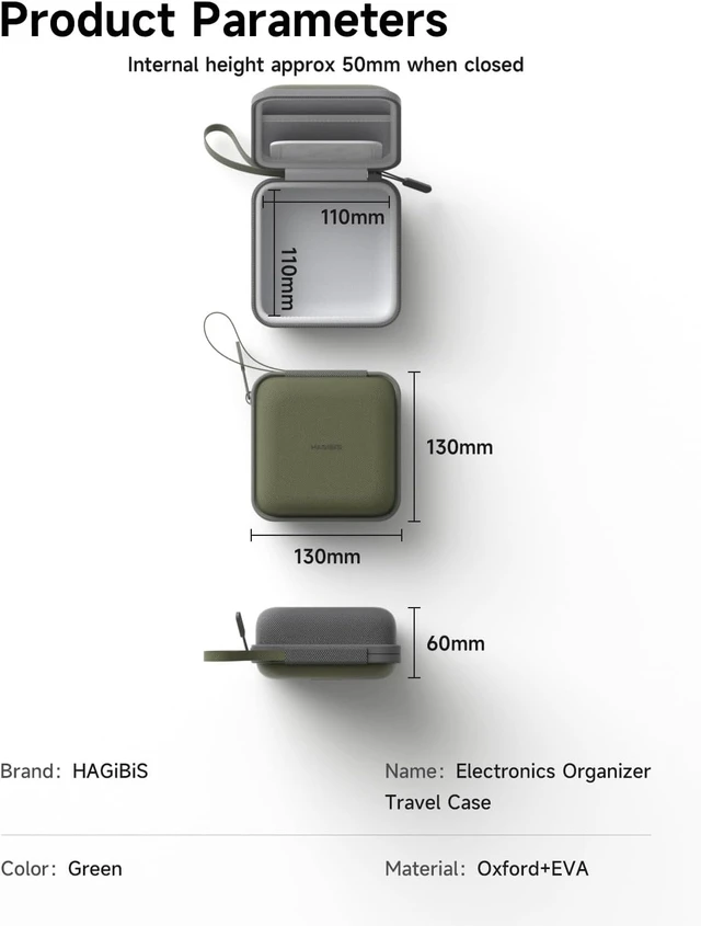Alt view image 7 of 7 - Hagibis Electronics Organizer Travel Case Cable Organizer Bag Pouch Portable Waterproof Carry Case for Cable, Charger,Power Bank, SD Card, Mouse, USB Flash Disk (DPB01 Green)