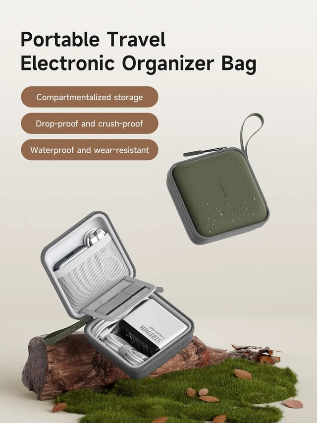 Alt view image 5 of 7 - Hagibis Electronics Organizer Travel Case Cable Organizer Bag Pouch Portable Waterproof Carry Case for Cable, Charger,Power Bank, SD Card, Mouse, USB Flash Disk (DPB01 Green)