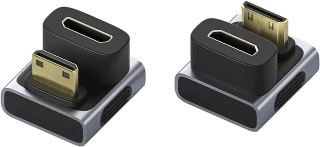 Main image of Hagibis Mini HDMI to Mini HDMI Adapter 2 Pack, 8K@60Hz 4K@240Hz U-Shaped 180 Degree Male to Female Extension Connector Conventer for Portable Monitor (Mini HDMI U-Shaped Front)