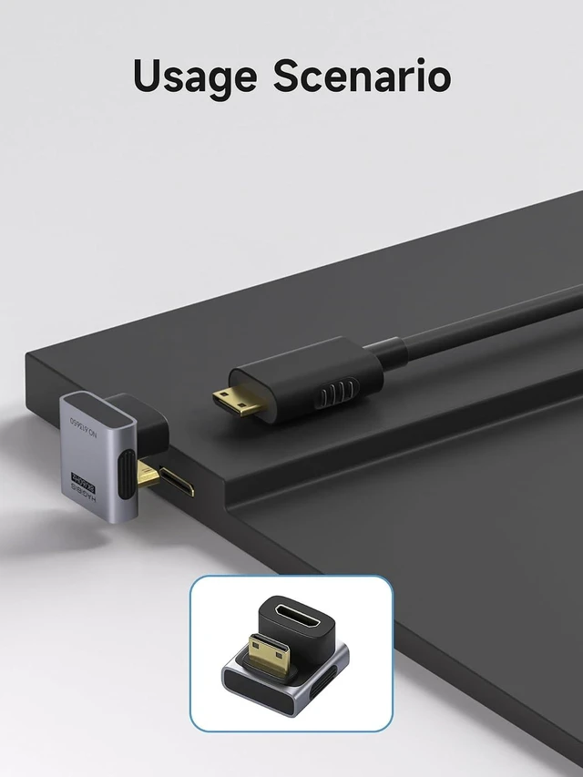Alt view image 2 of 7 - Hagibis Mini HDMI to Mini HDMI Adapter 2 Pack, 8K@60Hz 4K@240Hz U-Shaped 180 Degree Male to Female Extension Connector Conventer for Portable Monitor (Mini HDMI U-Shaped Front)