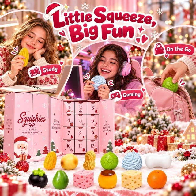 Main image of 12 Days Crunchy Squishy Advent Calendar 2026 Christmas Mystery Box Asmr
12PCS Crunchy Squishy Pack Stress Balls Slow Return Christmas Relief Favor Gifts for Adult