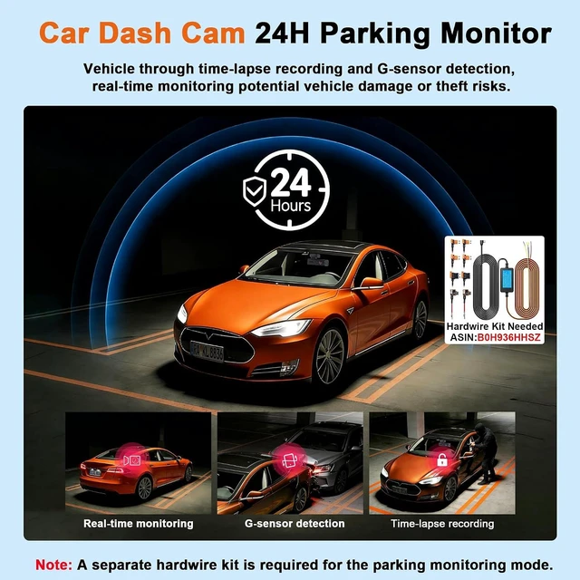 Alt view image 2 of 7 - 4K Dash Cam Front and Rear,64GB Card,with Find My Function, 5.8GHz WiFi
Dash Camera for Cars,WDR Night Vision Technology, 170° Wide-Angle Shooting and 24-Hour Parking Monitoring Mode.