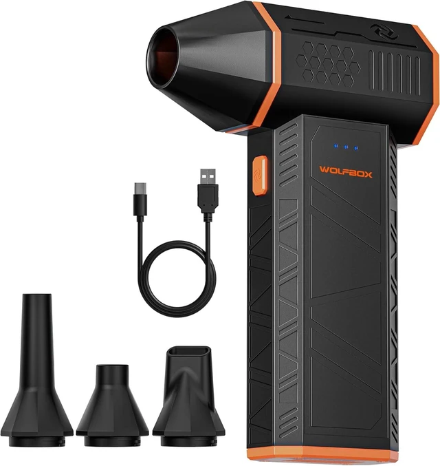 Main image of MegaFlow 50 Compressed Air Duster, 110,000 RPM, 3-Gear Adjustable
Electric, Mini Blower, Fast Charging, Computer, Keyboard, House, Outdoor, Car, 0.45 lb Lightweight, 4 Nozzles
