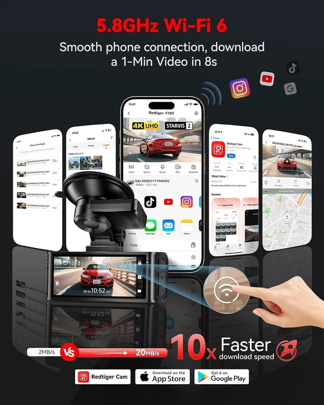 Alt view image 2 of 7 - 4K STARVIS 2 Dashcam Front Rear, 5GHz WiFi 20MB/s, Free 128GB Card
Voice Control, Touch Screen, GPS, Loop Recording, Parking Mode, Audio Recording, WDR Night Vision, Supercapacitor(F7N Touch