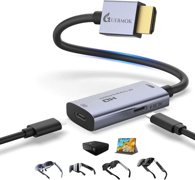 Main image of AR Glasses HDMI to USB-C Display Adapter, 4K@60Hz Video Converter
Switch 2/1, Xbox1, PS4/5 HDMI Source to USB-C Display Converter, for XREAL /Air Pro/RayNeo/Rokid, Portable Monitors (Black)