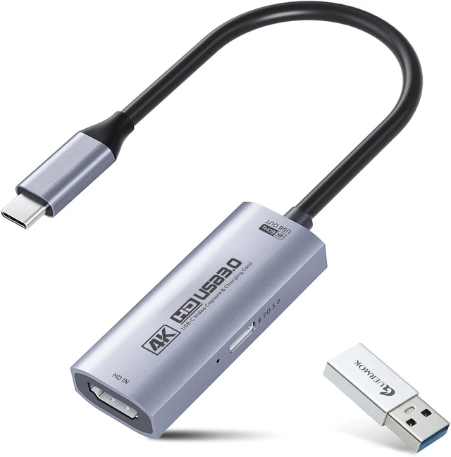 Main image of 4K USB 3.0 HDMI Capture Card for Streaming with PD 100W, 4K@60FPS
2K@120FPS HDMI to USB C/A Capture Card for Streaming, Works with Pad, Tablet, MacOS, Switch2/1, Laptop, PC, Camera, VR, Black silver