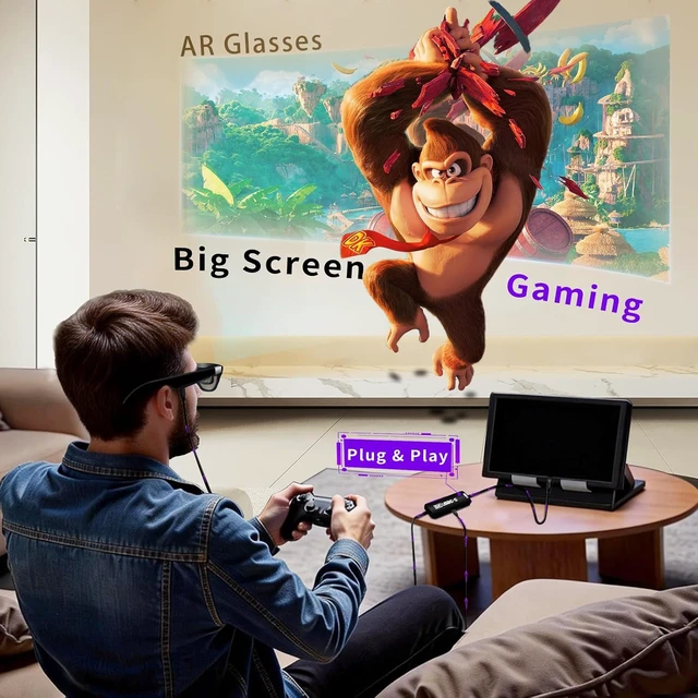 Alt view image 5 of 7 - USBC to AR Glasses Video Cable, 8K30Hz |4K144Hz |1080P240Hz, AR Hub
PD 3.0 Charge & Play, 3.93ft Handheld Hub, Switch 2/1 TV Dock, USBC Display for Portable Monitors & Type-C Devices (Black)