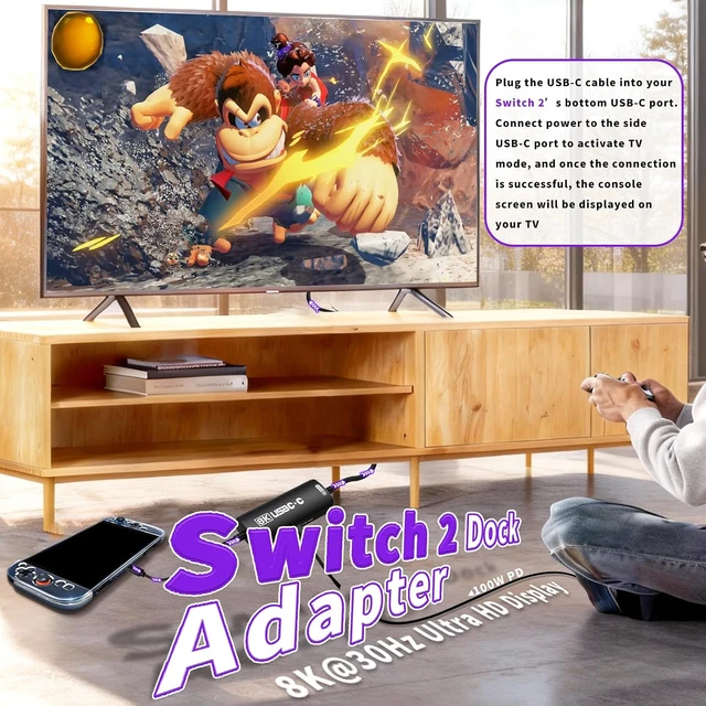Alt view image 4 of 7 - USBC to AR Glasses Video Cable, 8K30Hz |4K144Hz |1080P240Hz, AR Hub
PD 3.0 Charge & Play, 3.93ft Handheld Hub, Switch 2/1 TV Dock, USBC Display for Portable Monitors & Type-C Devices (Black)