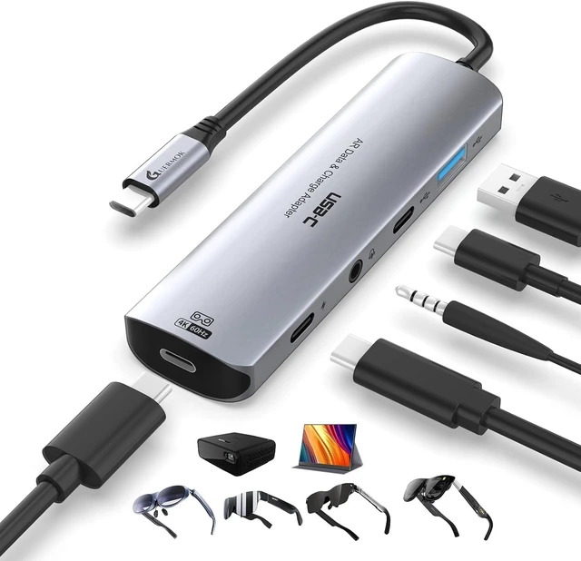 Main image of 5-in-1 USBC AR Glasses Adapter, 4K@60Hz Video Hub, 100W PD Charging
PC/ Laptop/ Handheld Gaming Hub, Switch 2/1 Dock, USBC Display Hub for AR Glasses, Portable Monitor, Type-C Display (Silver)