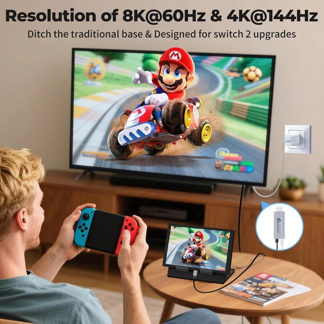 Alt view image 3 of 7 - USB-C to HDMI Cable, 67in HDR & ALLM, 8K@60Hz / 4K@144Hz, PD100W, USB-C Video Output for Switch 2 Dock, Capture Cards, TVs, Handheld Consoles (Silver)