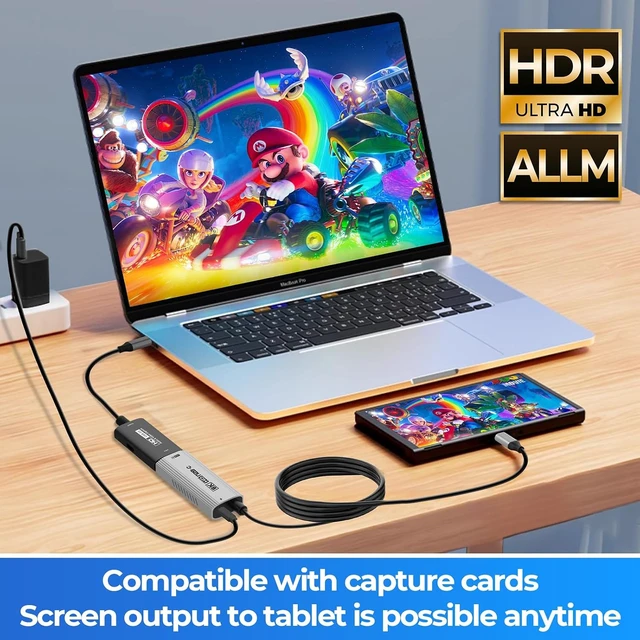 Alt view image 7 of 7 - USB-C to HDMI Cable, 67in HDR & ALLM, 8K@60Hz / 4K@144Hz, PD100W, USB-C Video Output for Switch 2 Dock, Capture Cards, TVs, Handheld Consoles (Silver)