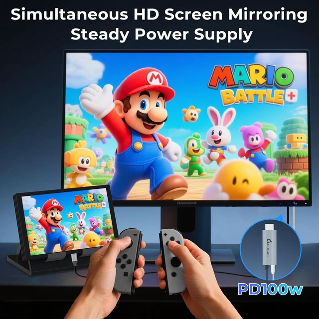 Alt view image 6 of 7 - USB-C to HDMI Cable, 67in HDR & ALLM, 8K@60Hz / 4K@144Hz, PD100W, USB-C Video Output for Switch 2 Dock, Capture Cards, TVs, Handheld Consoles (Silver)
