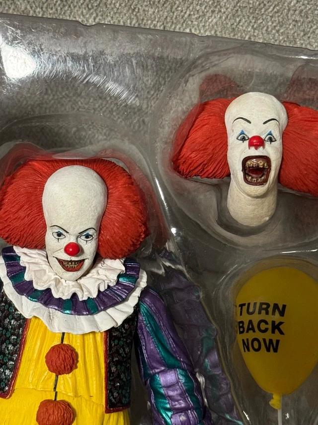 Alt view image 2 of 7 - 1990 Classic Horror Clown Action Figure, 7 Inch Posable Collectible Doll, Multiple Interchangeable Heads & Hands, Accessory Pack Included for Display