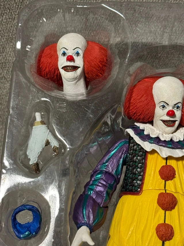 Alt view image 6 of 7 - 1990 Classic Horror Clown Action Figure, 7 Inch Posable Collectible Doll, Multiple Interchangeable Heads & Hands, Accessory Pack Included for Display