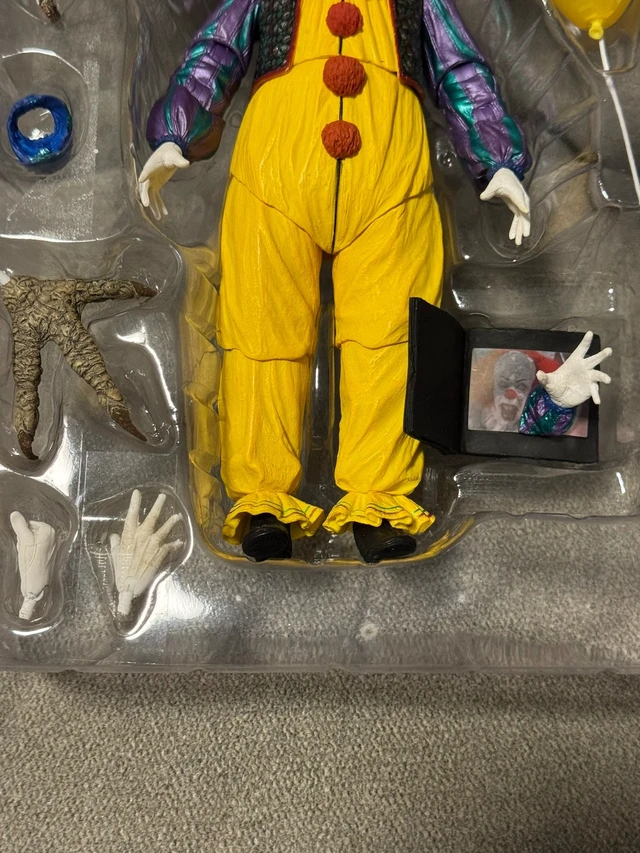 Alt view image 4 of 7 - 1990 Classic Horror Clown Action Figure, 7 Inch Posable Collectible Doll, Multiple Interchangeable Heads & Hands, Accessory Pack Included for Display