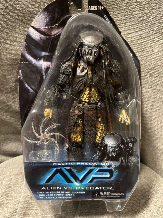 Main image of AVP Celtic Predator Action Figure, 7 Inch Alien Vs Predator Collectible Figure, Complete Accessories, Opened Box