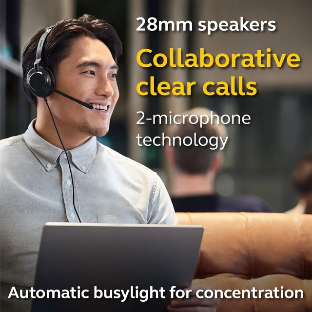 Alt view image 3 of 5 - Jabra Evolve2 30 USB-A MS Stereo Headset, Over-Ear Wired Headphone with Microphone, Microsoft Teams Certified, Plug & Play for PC Laptop, Business Conference & Call Center