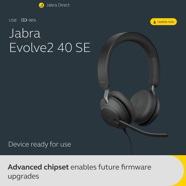 Alt view image 6 of 7 - Jabra Evolve2 40 SE USB Stereo Headset, Over-Ear Wired Headphone with Microphone, Noise Cancelling, Plug & Play for PC Laptop, Business Conference, Call Center & Remote Work
