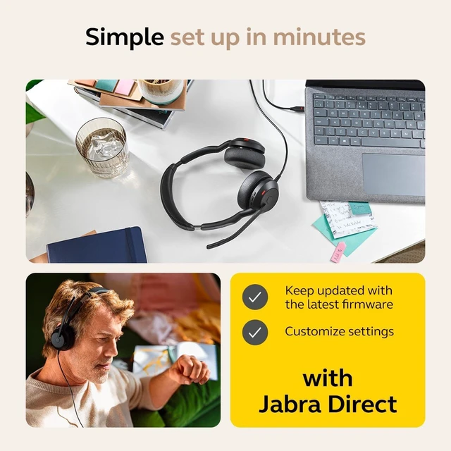 Alt view image 7 of 7 - abra Evolve2 50 Wired Dual-Ear Headset with Noise-Cancelling Mic, Black