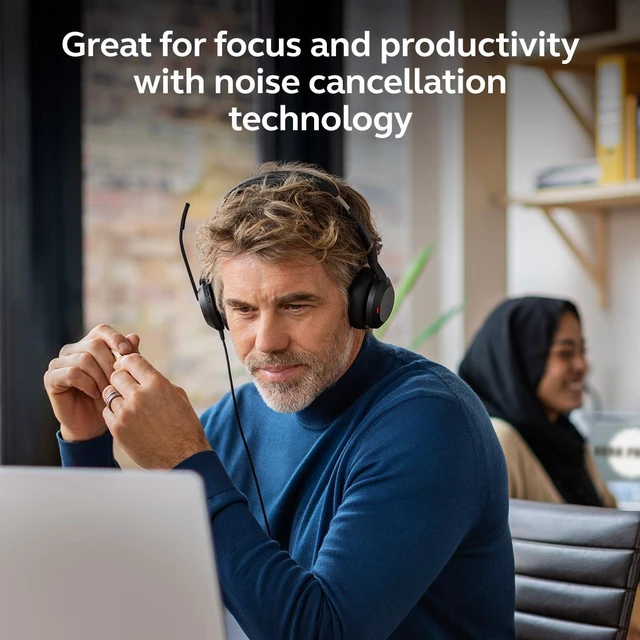 Alt view image 6 of 7 - abra Evolve2 50 Wired Dual-Ear Headset with Noise-Cancelling Mic, Black