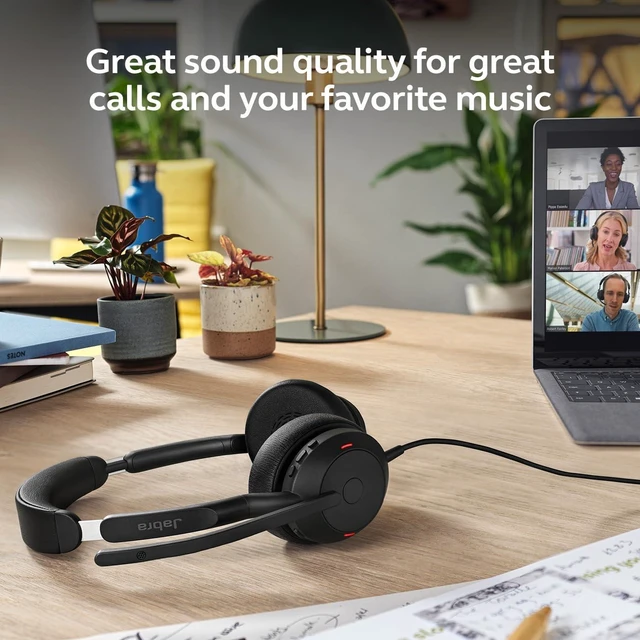 Alt view image 4 of 7 - abra Evolve2 50 Wired Dual-Ear Headset with Noise-Cancelling Mic, Black