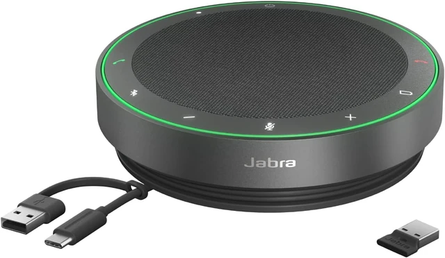 Alt view image 5 of 7 - Jabra Speak2 75 (2025 Edition) Wireless Bluetooth Speakerphone - 4 Noise-Cancelling Mics, 65mm Speakers - New Linking Feature - USB-A Dongle - Certified for Microsoft Teams - Dark Grey