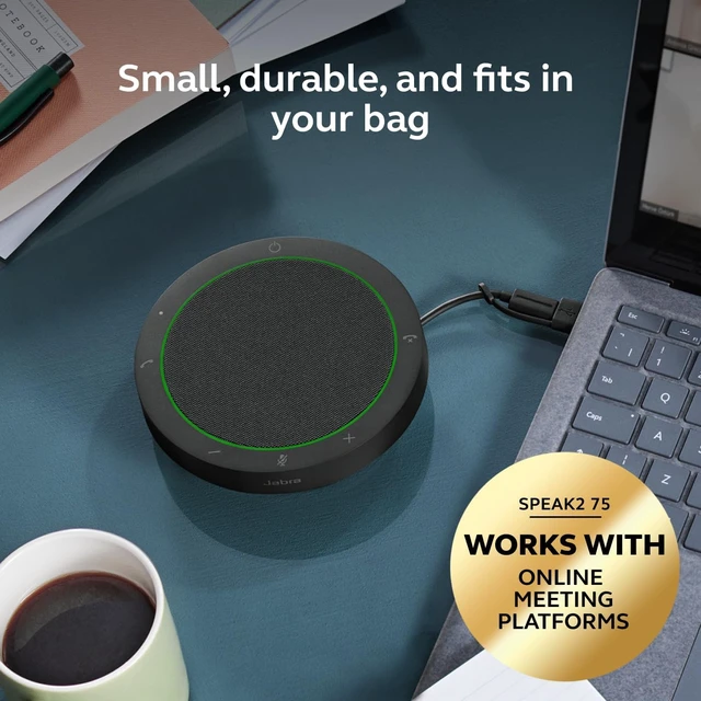 Alt view image 6 of 7 - Jabra Speak2 75 (2025 Edition) Wireless Bluetooth Speakerphone - 4 Noise-Cancelling Mics, 65mm Speakers - New Linking Feature - USB-A Dongle - Certified for Microsoft Teams - Dark Grey