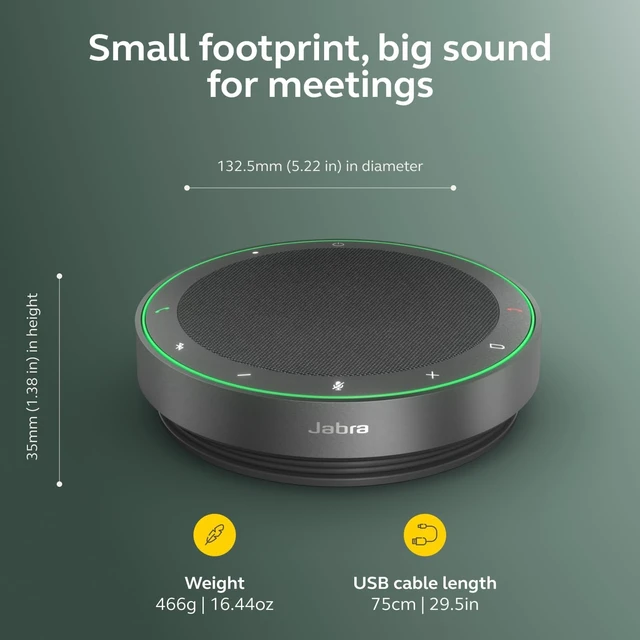 Alt view image 3 of 7 - Jabra Speak2 75 (2025 Edition) Wireless Bluetooth Speakerphone - 4 Noise-Cancelling Mics, 65mm Speakers - New Linking Feature - USB-A Dongle - Certified for Microsoft Teams - Dark Grey