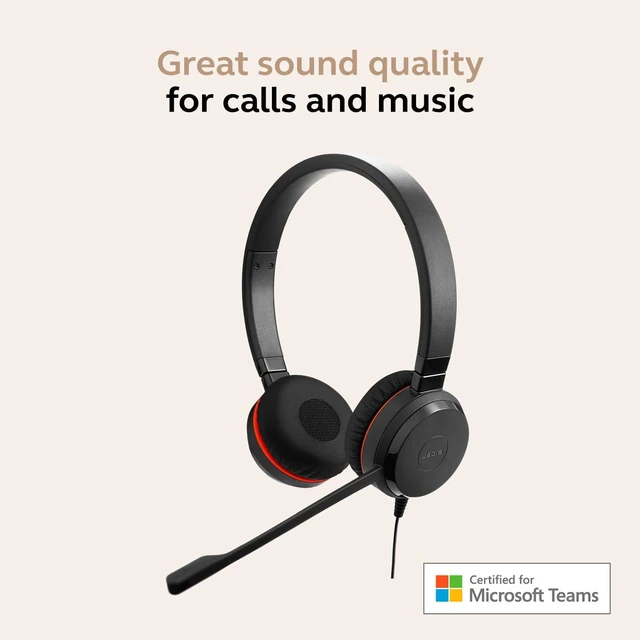 Alt view image 2 of 6 - Jabra Evolve 20 SE Wired Dual-Ear Headset with Microphone for Work, USB-A and USB-C Wired Headphones, Microsoft Teams Certified, On-Ear Comfort, Connects to Laptops, iPhone & Android Devices