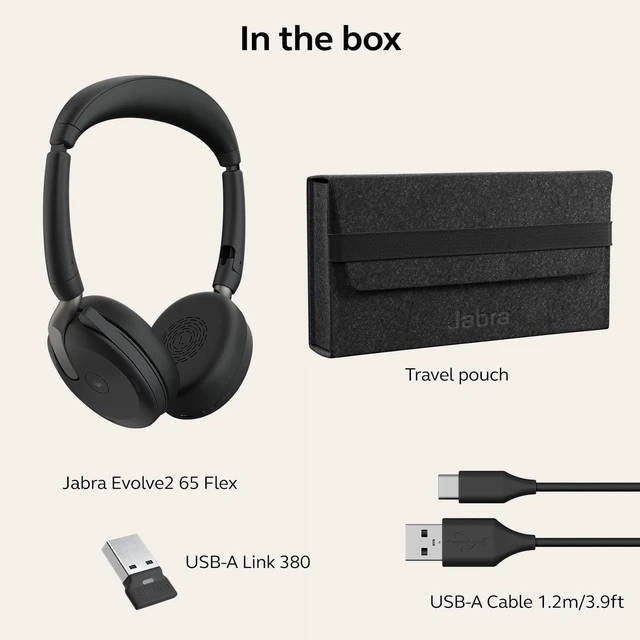 Alt view image 4 of 7 - Jabra Evolve2 65 Flex Wireless Stereo Headset - Bluetooth, Noise-Cancelling ClearVoice Technology & Hybrid ANC - Certified for Microsoft Teams - Black