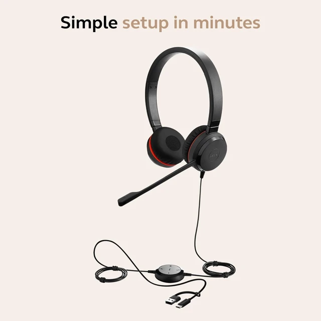 Alt view image 6 of 7 - Jabra Evolve 30 II (2025 Edition) Wired Dual-Ear Headset with Mic, Black
3.5mm Jack or USB-A/USB-C, Noise-Cancelling Microphone, Dual-Ear Design for Office Calls and Online Meeting Platforms