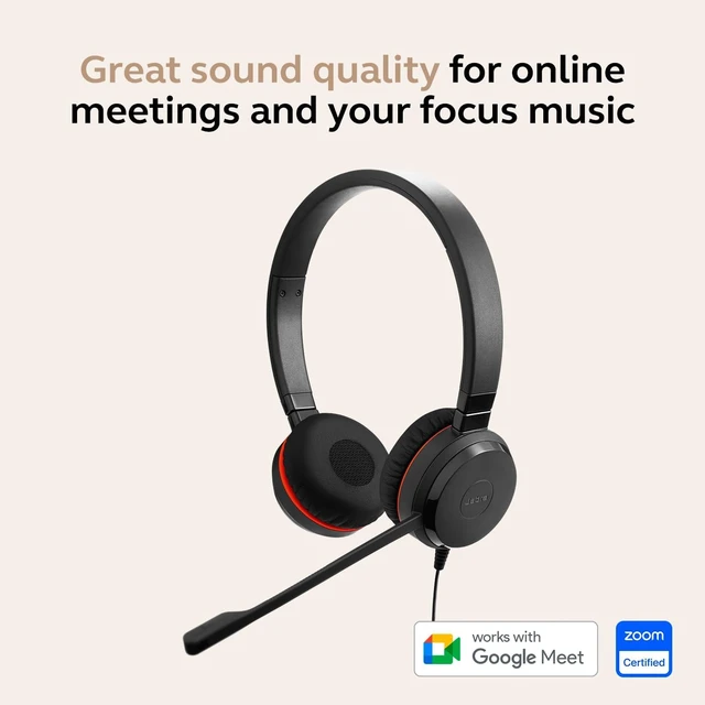 Alt view image 2 of 7 - Jabra Evolve 30 II (2025 Edition) Wired Dual-Ear Headset with Mic, Black
3.5mm Jack or USB-A/USB-C, Noise-Cancelling Microphone, Dual-Ear Design for Office Calls and Online Meeting Platforms